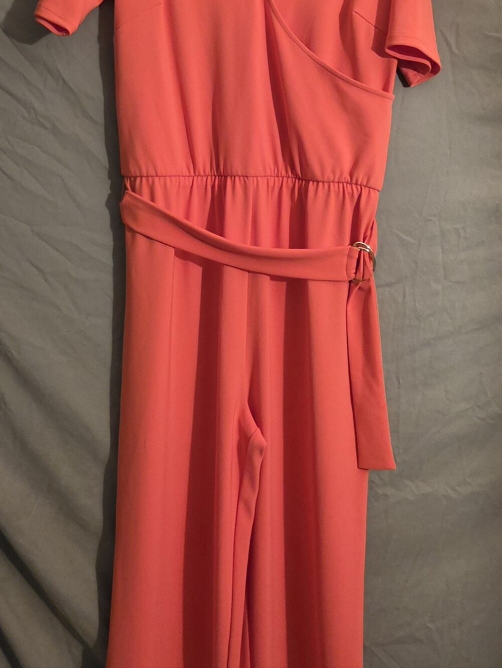Boston Proper Coral V-Neck Jumpsuit with Self-Tie Waist